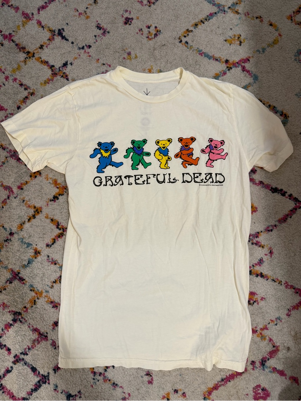Grateful Dead Cream T-Shirt with Rainbow Dancing Bears